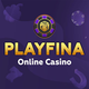 logo Bonus Playfina Casino: 40% până la €300 + 80 de rotiri sâmbăta Certificat