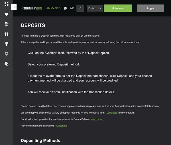 Deposit and withdrawal methods