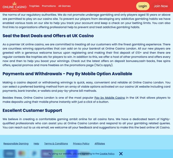 Deposit and withdrawal methods