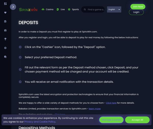 Deposit and withdrawal methods